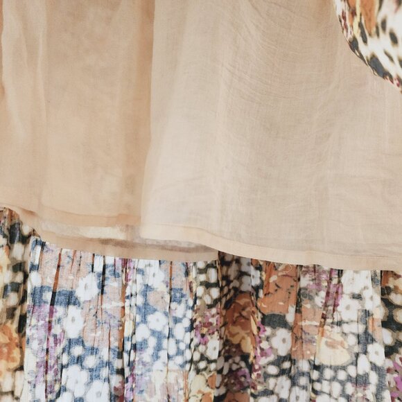 Ba&Sh Diary Printed Tiered Floral Midi Skirt Sz M/ 6US Yellow 100%Cotton Classic - Picture 11 of 15